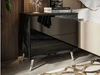 Stolik nocny z szufladami na srebrnych nogach Nuveo Czarny połysk