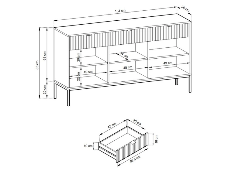 Komoda z drzwiami i szufladami Amber zielona na złotych nogach