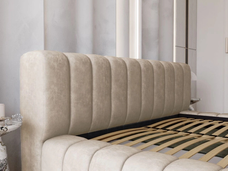 Łóżko tapicerowane z pojemnikiem na pościel i stelażem 160x200 Italia Beżowe