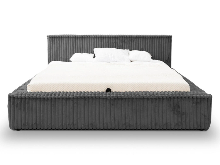 Łóżko tapicerowane z pojemnikiem i stelażem 180x200 Lago Szare