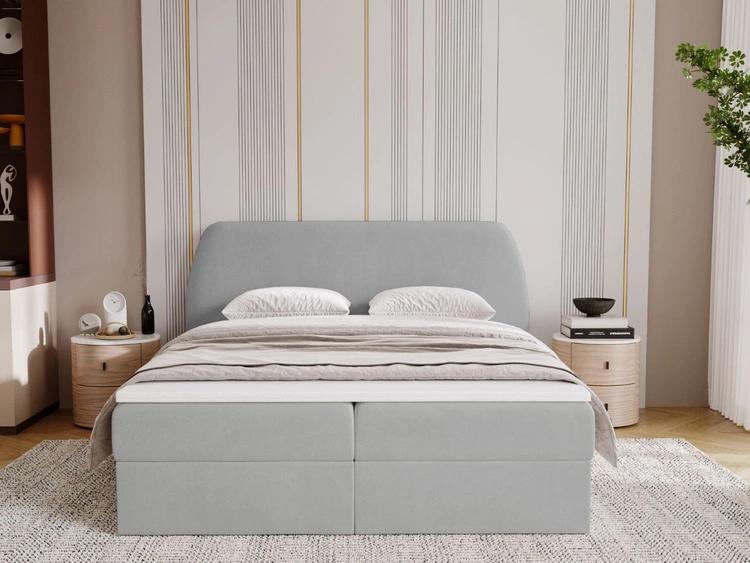 Łóżko kontynentalne z pojemnikiem na pościel 120x200 Bogota Jasnoszare