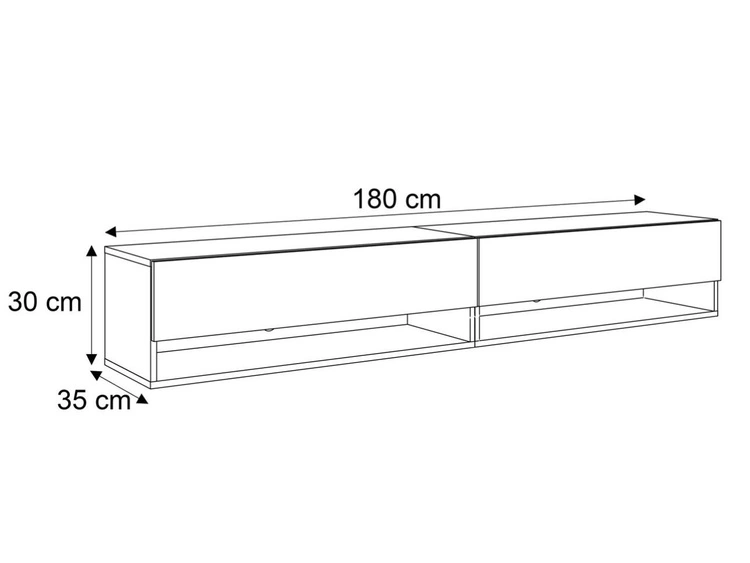 Szafka RTV wisząca 180 cm do salonu z oświetleniem LED Aurelie Dąb Artisan