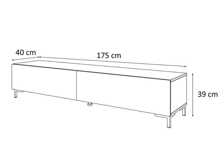 Szafka RTV pod telewizor z drzwiczkami na złotych 175 cm Sorelle Czarny mat