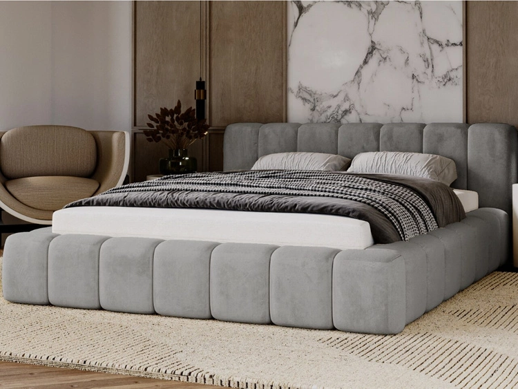 Łóżko tapicerowane z pojemnikiem na pościel 120x200 Ibiza Szare