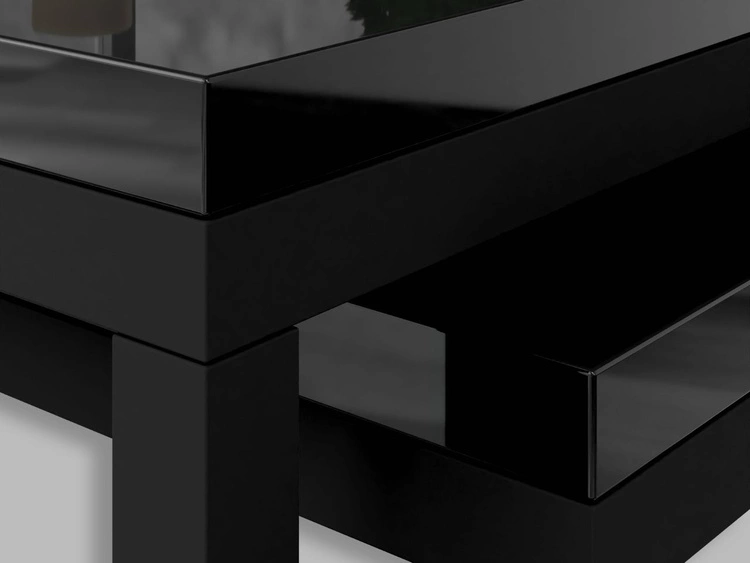 Stolik kawowy na czarnym stelażu Asumi Czarny Połysk 40x46