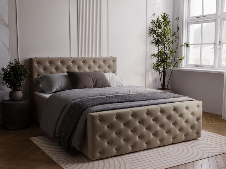 Łóżko kontynentalne z pojemnikiem na pościel 120x200 Montego Brązowe