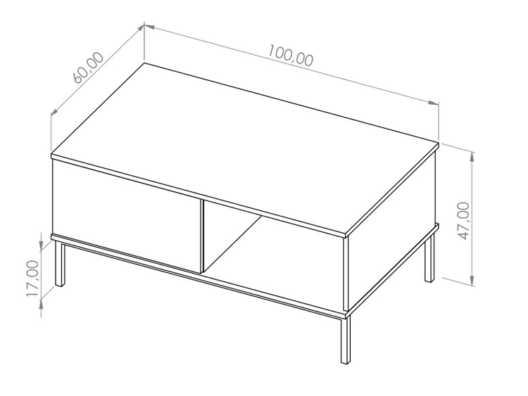 Stolik kawowy z szufladą Soroko Hikora