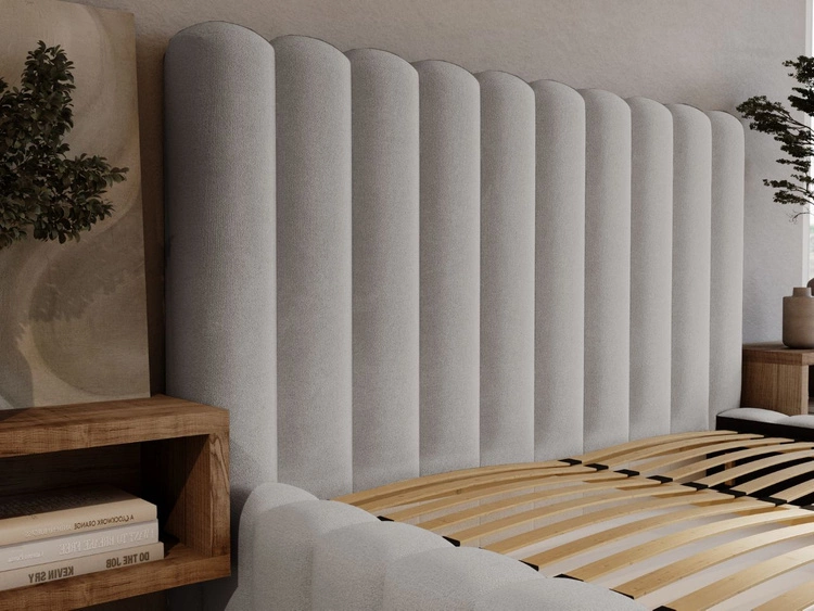 Łóżko tapicerowane z pojemnikiem i stelażem 120x200 cm Rotto Jasnoszare