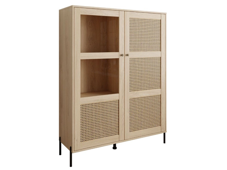 Witryna stojąca dwudrzwiowa w stylu boho Bellance dąb puccini