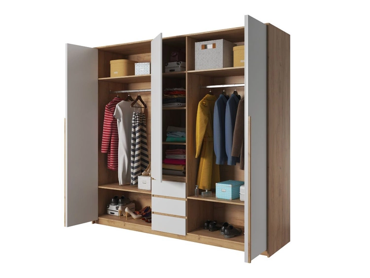 Zestaw mebli do sypialni Baffi Dąb Craft Złoty, Biały