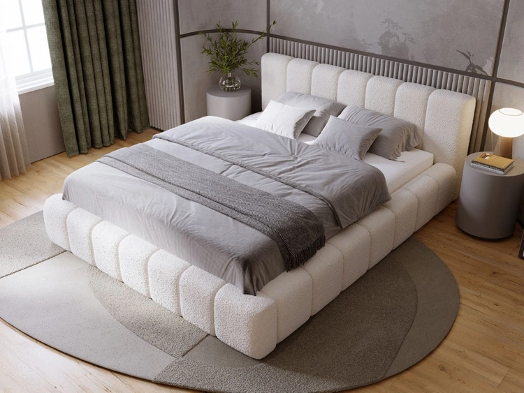 Łóżko tapicerowane z pojemnikiem i stelażem 140x200 Orio Beżowy