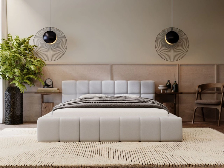 Łóżko tapicerowane z pojemnikiem i stelażem 160x200 Alicante Jasny szary