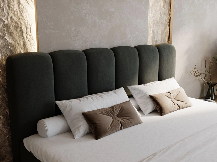 Łóżko kontynentalne z pojemnikiem na pościel 140x200 Cloud ciemny szary