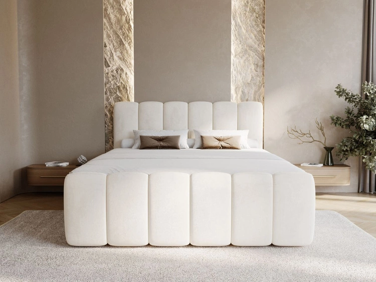 Łóżko kontynentalne z pojemnikiem na pościel 180x200 Cloud Beżowy