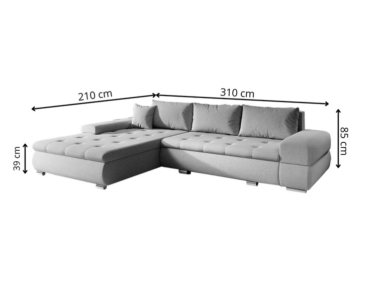 Narożnik L uniwersalny z funkcją spania i pojemnikiem Sonia Czarny