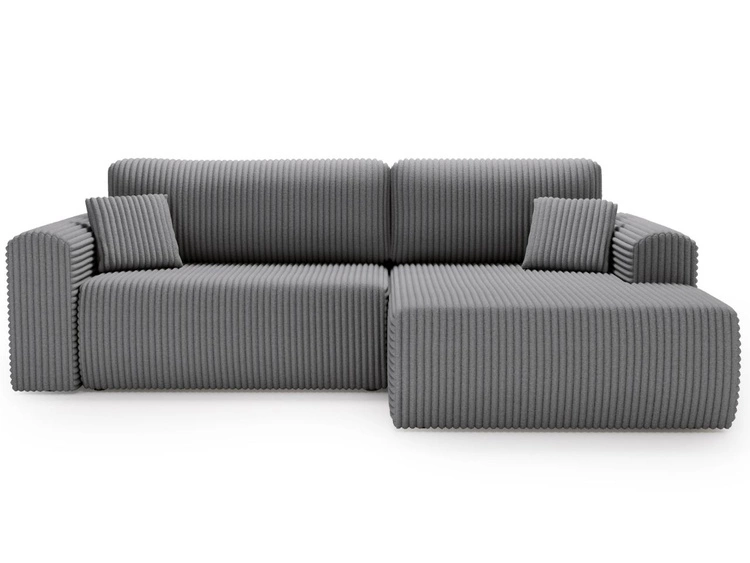 Narożnik z funkcją spania i pojemnikiem Belvio prawy Ciemnoszary