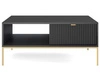 Stolik kawowy z szufladą Amber czarny na złotych nogach