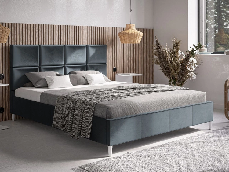 Łóżko tapicerowane ze stelażem 120x200 Luxe Ciemny szary