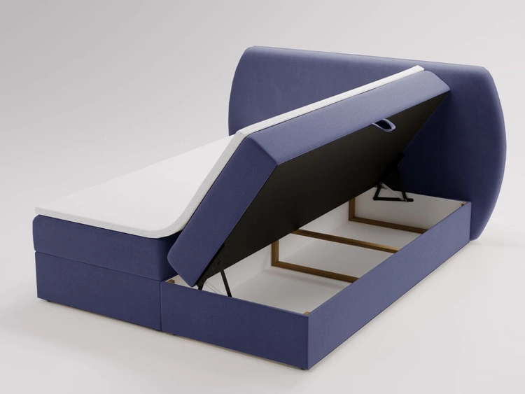 Łóżko kontynentalne z pojemnikiem na pościel 180x200 Bogota Niebieskie