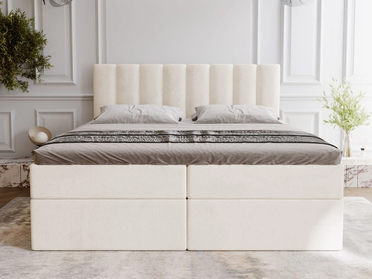 Łóżko kontynentalne z pojemnikiem na pościel 180x200 Mocca Beżowe
