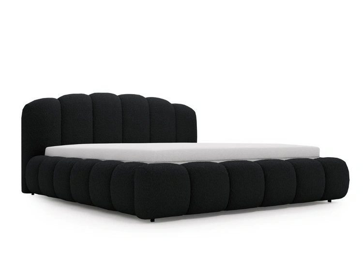 Łóżko tapicerowane z pojemnikiem i stelażem 200x200 Cloud Soft czarne