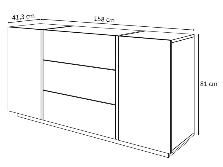 Dwudrzwiowa komoda 158 cm z trzema szufladami Lunelie czarny połysk