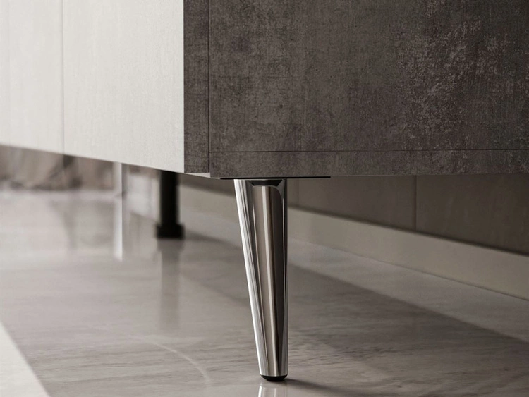 Szafka RTV pod telewizor z drzwiczkami na srebrnych nóżkach 200 cm Nodoo Beton