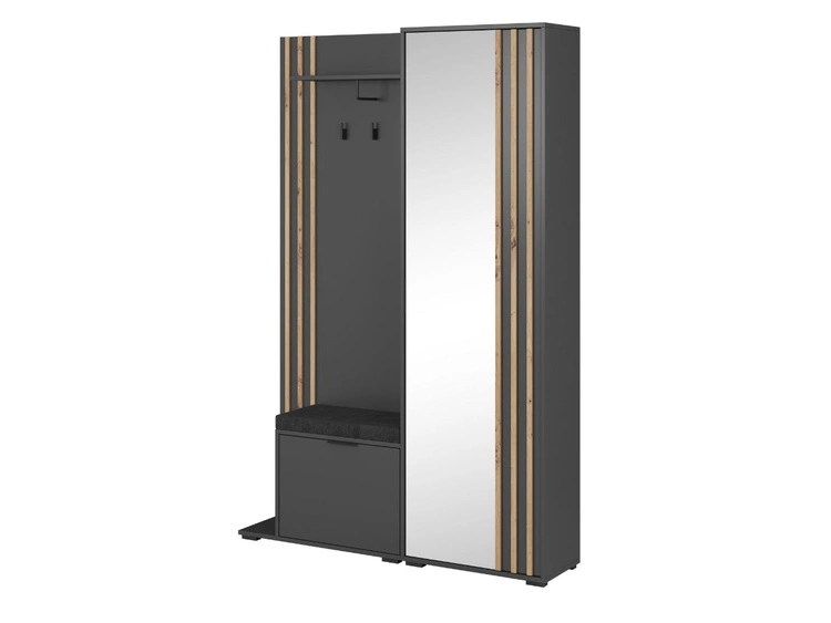 Garderoba z lustrem Macron Grafitowa z lamelami