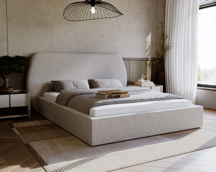 Łóżko tapicerowane z pojemnikiem i stelażem 180x200 cm Blossom Szare