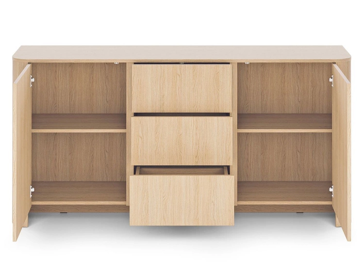 Komoda dwudrzwiowa z szufladami ze złotą listwą dekoracyjną Brillo Dąb Vicenza