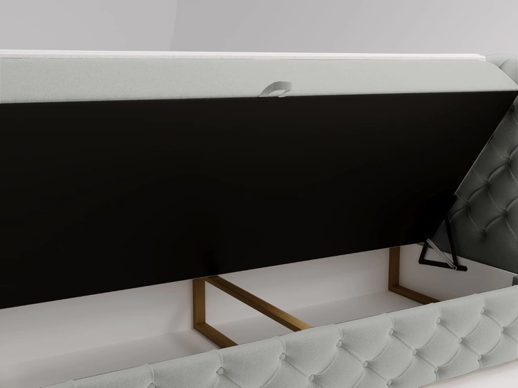 Łóżko kontynentalne z pojemnikiem na pościel 140x200 cm Canolo Jasnoszare