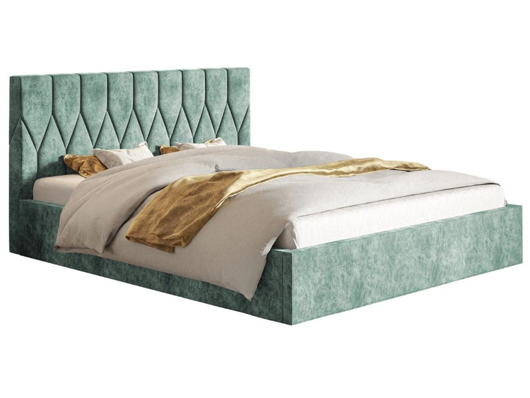 Łóżko tapicerowane z pojemnikiem i stelażem 120x200 Gaja Jasnozielone