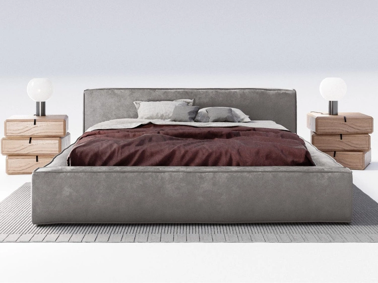 Łóżko tapicerowane z pojemnikiem na pościel i stelażem 120x200 Mali Szary
