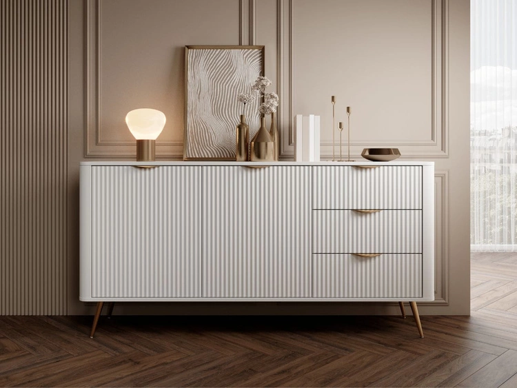 Komoda z drzwiami i szufladami 163 cm Latina Biała