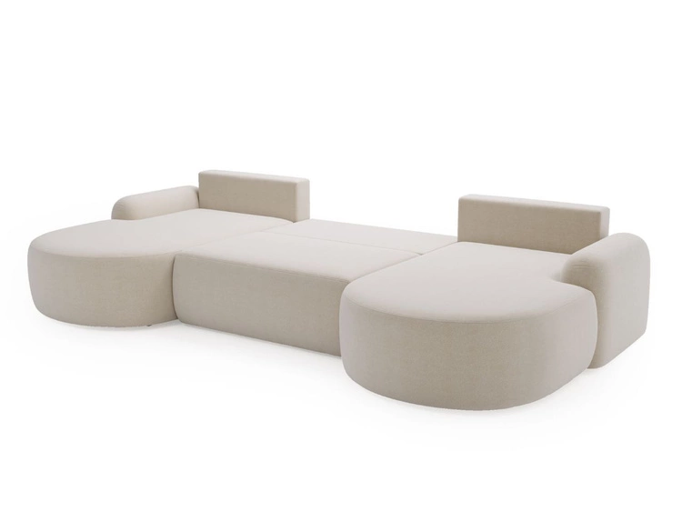 Narożnik U z funkcją spania i pojemnikiem Aurio Kremowy