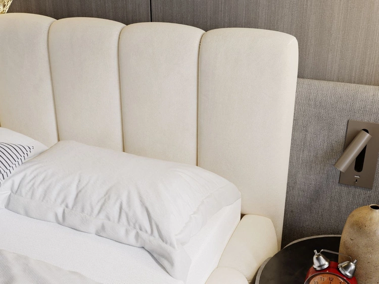 Łóżko tapicerowane bez pojemnika ze stelażem 120x200 Cloud Beżowy