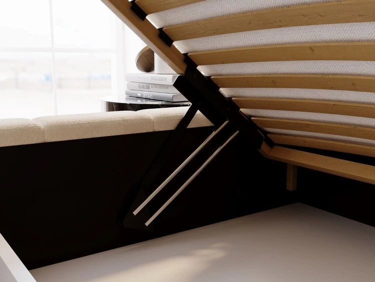 Łóżko tapicerowane z pojemnikiem i stelażem 180x200 Mellow Beżowe