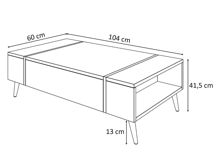 Stolik kawowy na czarnych nogach w stylu loft Lunelie dąb Flagstaff