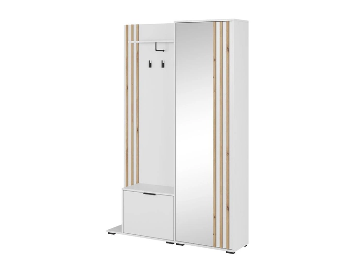 Garderoba z lustrem Macron Biała z lamelami