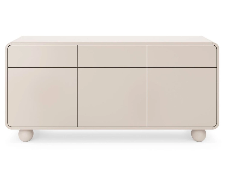 Komoda trzydrzwiowa z szufladami na kulistych nóżkach Soffio Kaszmir