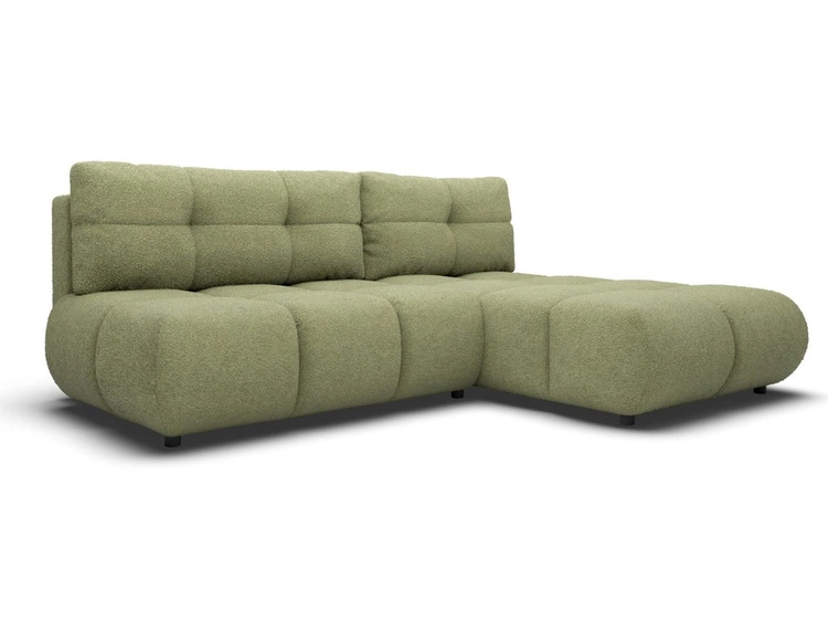 Narożnik z funkcją spania i pojemnikiem Prawy Milet Zielony