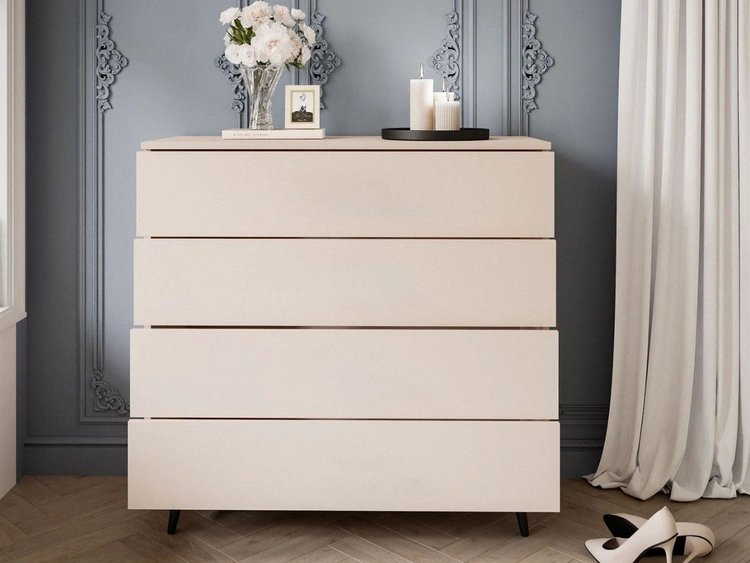 Komoda z szufladami i oświetleniem LED na czarnych nogach Nuveo Kaszmir