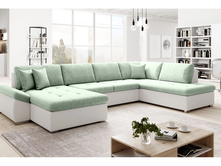 Narożnik U prawy z funkcją spania Moni U Jasny zielony