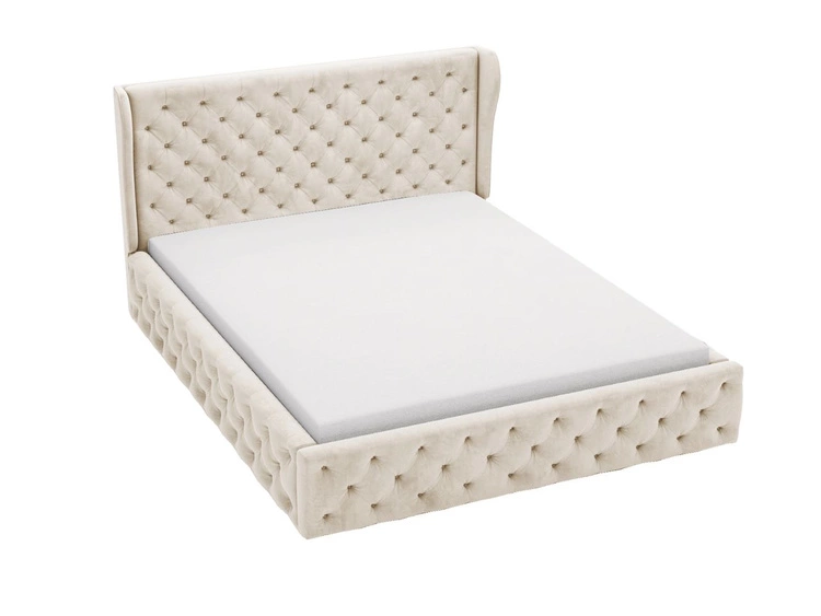 Łóżko tapicerowane z pojemnikiem na pościel i stelażem 160x200 Kingston Beżowe