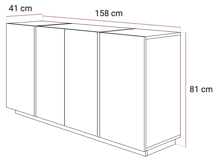 Czterodrzwiowa komoda 158 cm w stylu glamour Lunelie kaszmir połysk