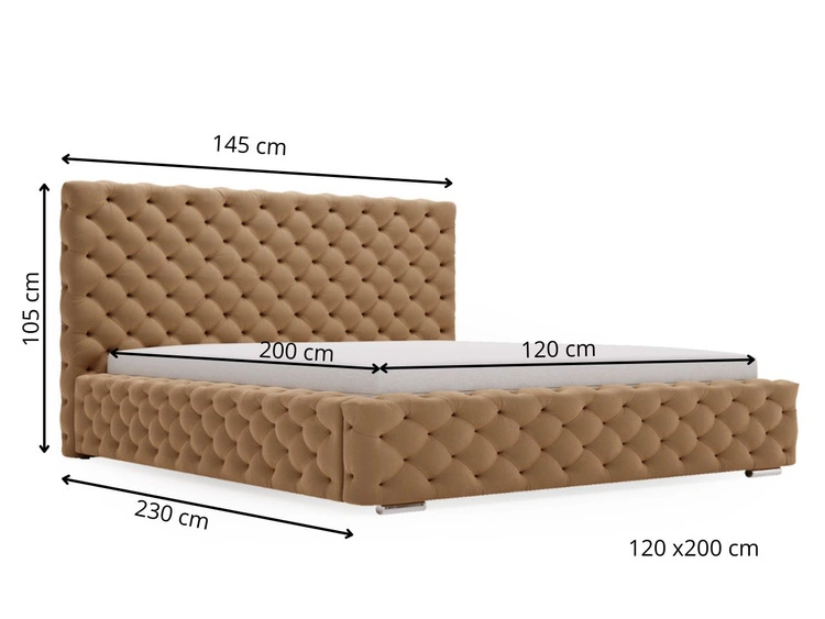 Łóżko tapicerowane z pojemnikiem i stelażem 120x200 Astra Brązowy