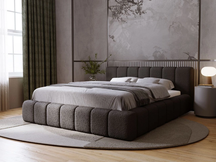 Łóżko tapicerowane z pojemnikiem i stelażem 120x200 Orio Czarny