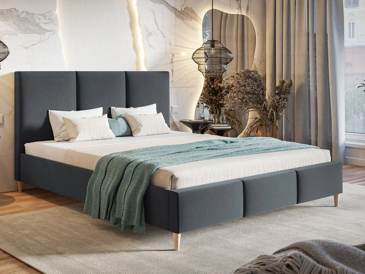 Łóżko tapicerowane ze stelażem 120x200 Trio Ciemny szary