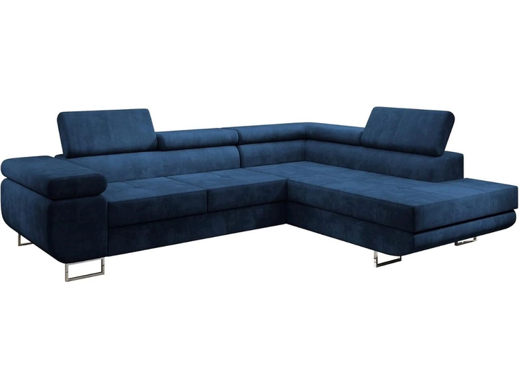 Narożnik prawy z funkcją spania i pojemnikiem Solam L Ciemny niebieski