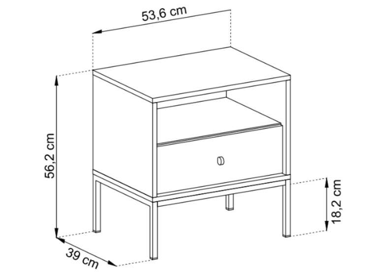 Stolik nocny z szufladą na złotych nóżkach Amor Granatowy